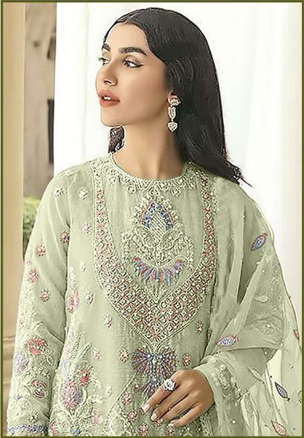 Maryam's Design No. 501 : Heavy Faux Georgette Salwar Suit - Semi Stitched